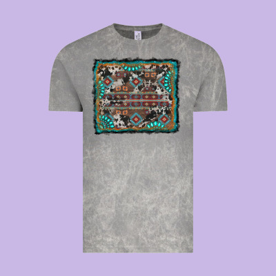 Aztec Background With Gemstone And Cowhide Vintage Tee Designed By Ranaportraitstore