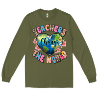 Army Green teachers change the world Long Sleeve Tee - JahusDesignShop