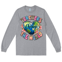 Heather Grey teachers change the world Long Sleeve Tee - JahusDesignShop