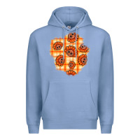 Colony Blue Thanksgiving Turkey With Tartan Patch Premium Hoodie - BundleAndBundleShop