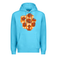 Ocean Blue Thanksgiving Turkey With Tartan Patch Premium Hoodie - BundleAndBundleShop