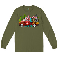 Army Green lpn nurse truck with cactus and sunflowers Long Sleeve Tee - AdoDesignShop