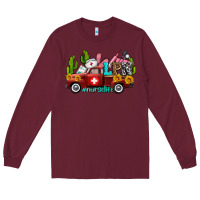 Burgundy lpn nurse truck with cactus and sunflowers Long Sleeve Tee - AdoDesignShop