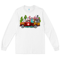 White lpn nurse truck with cactus and sunflowers Long Sleeve Tee - AdoDesignShop