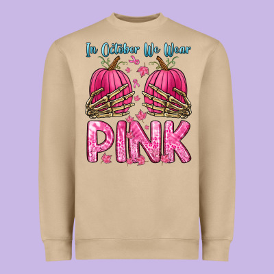 In October We Wear Pink Heavyweight Sweatshirt Designed By Zillion Design Studio