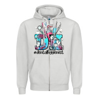 Dove Grey d h dental hygienist Zipper Hoodie - AdoDesignShop