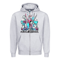 Heather Grey d h dental hygienist Zipper Hoodie - AdoDesignShop