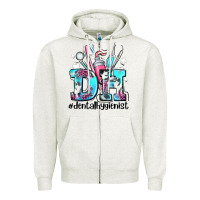 Oatmeal Heather d h dental hygienist Zipper Hoodie - AdoDesignShop