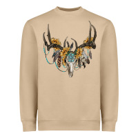 Mushroom boho deer skull sunflowers and gemstone Heavyweight Sweatshirt - RanaPortraitStore