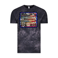 Cloud Black american flag with cowhide background Vintage Tee - RanaPortraitStore