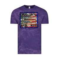 Cloud Purple american flag with cowhide background Vintage Tee - RanaPortraitStore