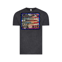 Vintage Black american flag with cowhide background Vintage Tee - RanaPortraitStore
