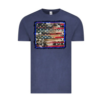 Vintage Denim american flag with cowhide background Vintage Tee - RanaPortraitStore