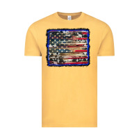 Vintage Mustard american flag with cowhide background Vintage Tee - RanaPortraitStore