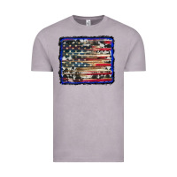 Vintage Zinc american flag with cowhide background Vintage Tee - RanaPortraitStore