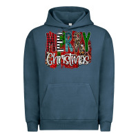 Pigment Midnight Navy Merry Christmas Buffalo Plaid Leopard Urban Hoodie - Bettercallsaul
