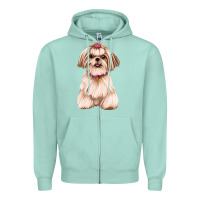 Seafoam shih tzu Zipper Hoodie - Artiststas