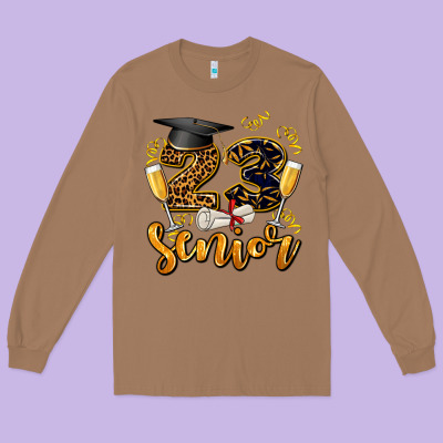 23 Senıor Wıth Champagne Long Sleeve Tee Designed By Adodesignshop