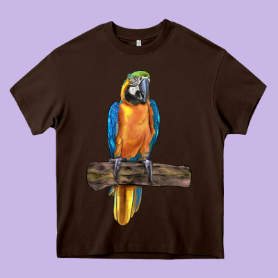 Blue Throated Macaw Heavy Core Tee Designed By Lillyallendesigns