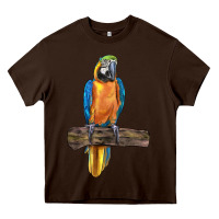 Chocolate Brown blue throated macaw Heavy Core Tee - LillyAllenDesigns