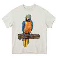 Cream blue throated macaw Heavy Core Tee - LillyAllenDesigns