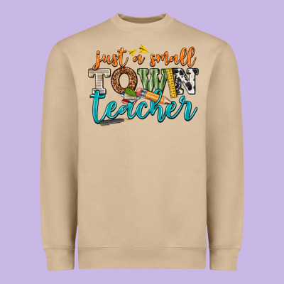 Just A Small Town Teacher Heavyweight Sweatshirt Designed By Texasbilliewilder