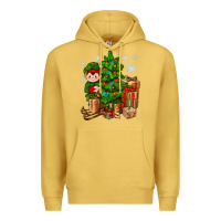 Antique Gold Christmas Elf With Gift Premium Hoodie - BundleAndBundleShop