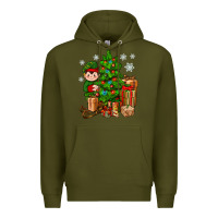 Army Green Christmas Elf With Gift Premium Hoodie - BundleAndBundleShop