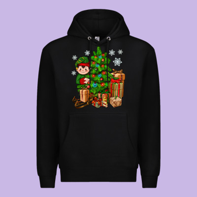 Christmas Elf With Gift Premium Hoodie Designed By Bundleandbundleshop