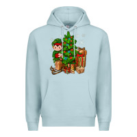 Blue Mist Christmas Elf With Gift Premium Hoodie - BundleAndBundleShop