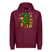 Burgundy Christmas Elf With Gift Premium Hoodie - BundleAndBundleShop