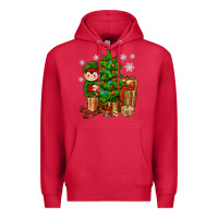 Cardinal Christmas Elf With Gift Premium Hoodie - BundleAndBundleShop