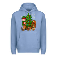 Colony Blue Christmas Elf With Gift Premium Hoodie - BundleAndBundleShop