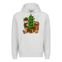 Dove Grey Christmas Elf With Gift Premium Hoodie - BundleAndBundleShop