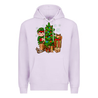 Lilac Christmas Elf With Gift Premium Hoodie - BundleAndBundleShop
