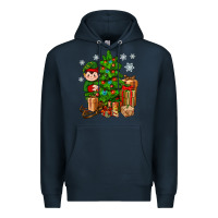 Navy Christmas Elf With Gift Premium Hoodie - BundleAndBundleShop