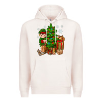 Pale Pink Christmas Elf With Gift Premium Hoodie - BundleAndBundleShop