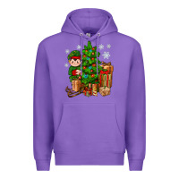 Purple Christmas Elf With Gift Premium Hoodie - BundleAndBundleShop