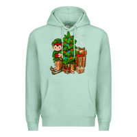 Seafoam Christmas Elf With Gift Premium Hoodie - BundleAndBundleShop