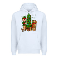 White Christmas Elf With Gift Premium Hoodie - BundleAndBundleShop
