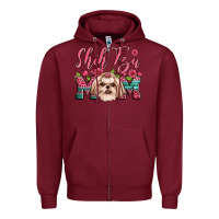 Burgundy shih tzu mom Zipper Hoodie - Artiststas