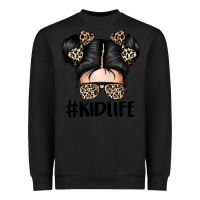 Black kid life leopard messy bun Heavyweight Sweatshirt - texasbilliewilder