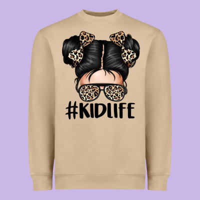 Kid Life Leopard Messy Bun Heavyweight Sweatshirt Designed By Texasbilliewilder