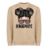 Mushroom kid life leopard messy bun Heavyweight Sweatshirt - texasbilliewilder