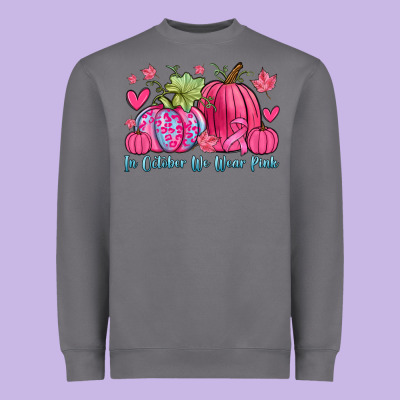 In October We Wear Pink Heavyweight Sweatshirt Designed By Zillion Design Studio