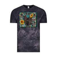 Cloud Black american bison wıth sunflower and gemstone Vintage Tee - RanaPortraitStore