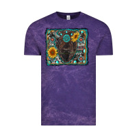 Cloud Purple american bison wıth sunflower and gemstone Vintage Tee - RanaPortraitStore
