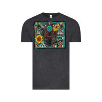 Vintage Black american bison wıth sunflower and gemstone Vintage Tee - RanaPortraitStore