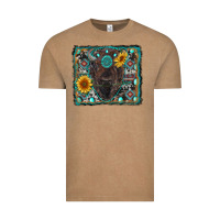 Vintage Coffee american bison wıth sunflower and gemstone Vintage Tee - RanaPortraitStore