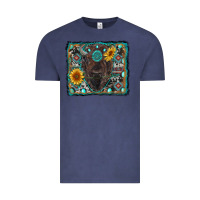 Vintage Denim american bison wıth sunflower and gemstone Vintage Tee - RanaPortraitStore
